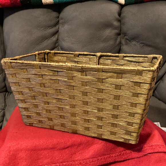 Natural Rectangular Water Hyacinth Storage Basket w/Handles-6" H-12" Long & 7"W - Picture 2 of 10